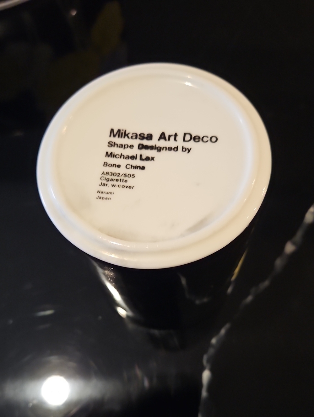Mikasa Black and White Bone China Cigarette Jar Designed By Michael Lax
